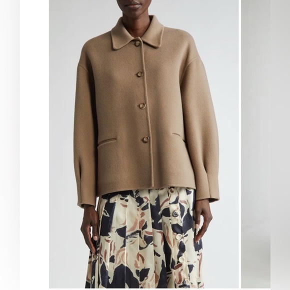 ALTUZARRA Cardiff Double Face Wool Blend Short Coat Chamois Size FR46 US14 NWT - Picture 1 of 11